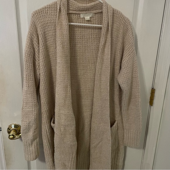 Tan Open Front Cardigan